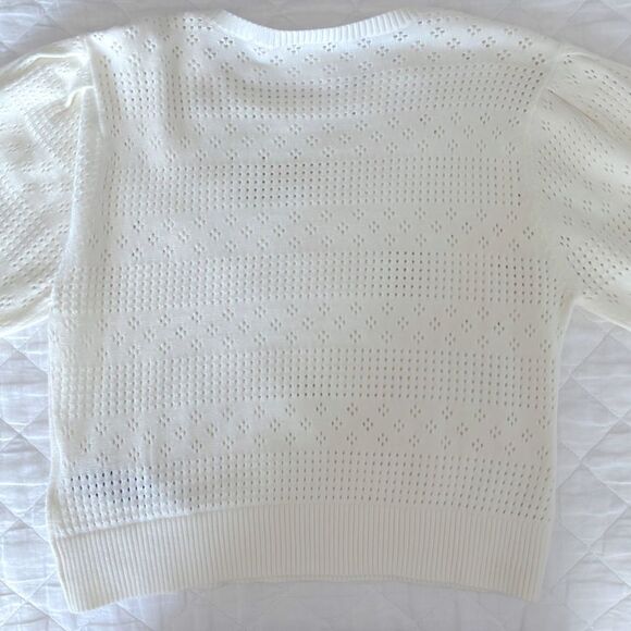 7 For All Mankind Pointelle Crewneck Top Large - Picture 10 of 11